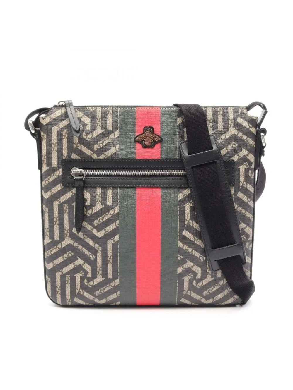 Gucci Shoulder Bag GG Carre Bag Khaki Canvas Leather